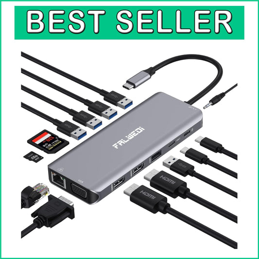 14-in-1 USB C Docking Station with Triple Display and High-Speed Data Transfer