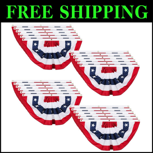 Durable 4th of July American Bunting with Thickened Buttonholes - Garden & Porch
