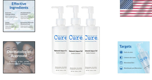 Aqua Gel Gentle Exfoliator by Toyo | 3-Pack Non-Abrasive Skin Cleansing