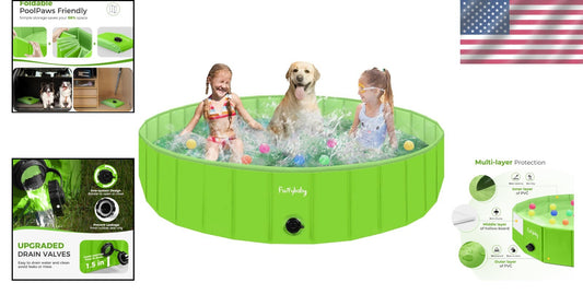 Foldable 63'' Dog Pool - Safe and Durable Wading Pool for Pets and Kids