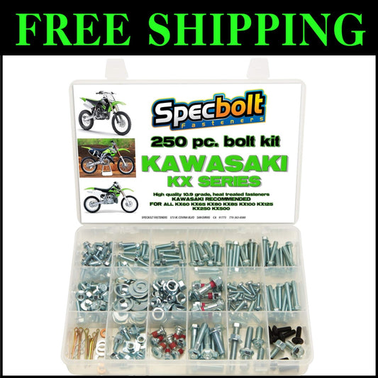 Kawasaki KX Two Stroke Maintenance Bolt Kit with 18 Compartment Organizer