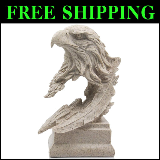 Sandstone Bald Eagle Statue - Intricately Detailed Home Decoration Gift