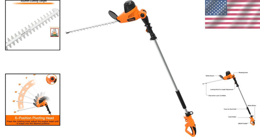 18 Inch Corded Hedge Trimmer - Adjustable Reach & Safety Features Included