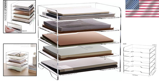 Robust 5-Tier Letter Tray Organizer with Portable Handles for Effortless Access