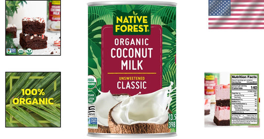 12-Pack Organic Coconut Milk Cans - Unsweetened Dairy Alternative for Recipes