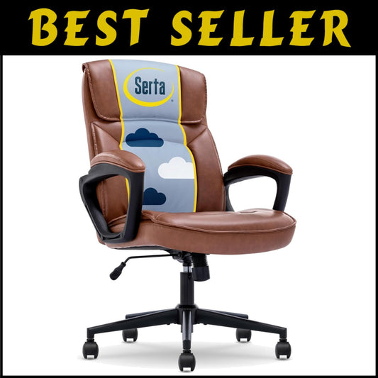 Cognac Bonded Leather Executive Desk Chair with Easy Assembly - 275 lbs Capacity