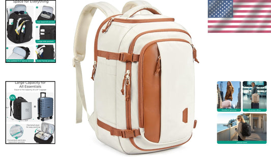 Ergonomic Carry-On Backpack - 30L with Stylish Leather Accents, Water-Resistant