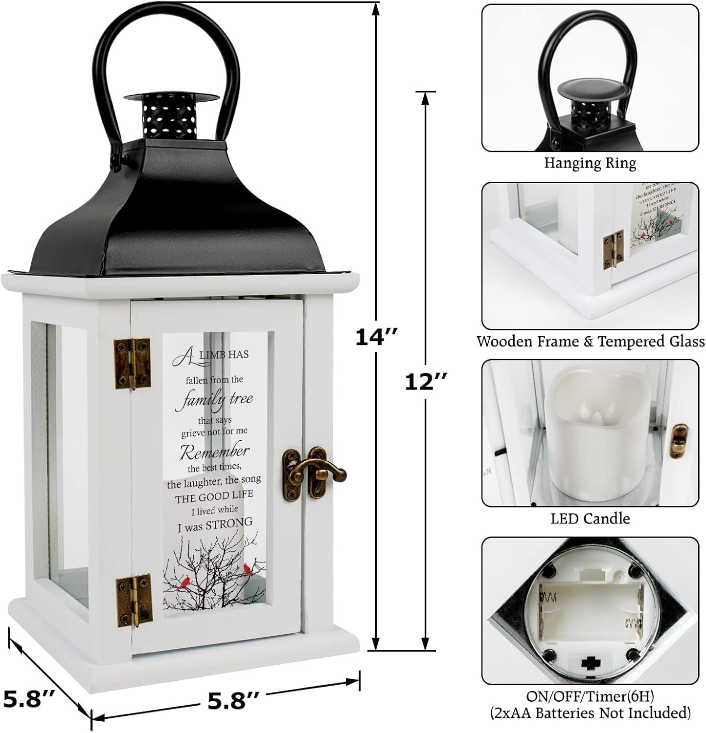 UV Printed Glass Memorial Lantern - Elegant Gift for Grieving Friends and Family