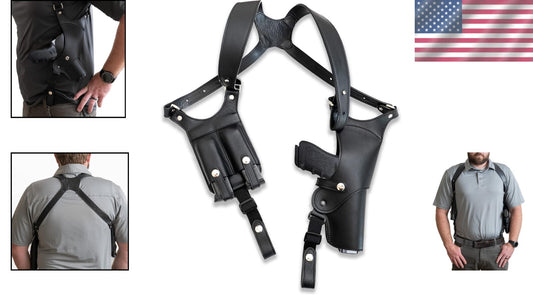 Dual Magazine Pouch Leather Shoulder Holster - Perfect for Concealed Carry