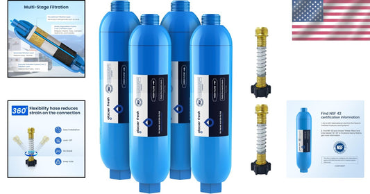 High-Quality Water Filter with Hose Protectors - 20 Micron Filtration, 4 Count