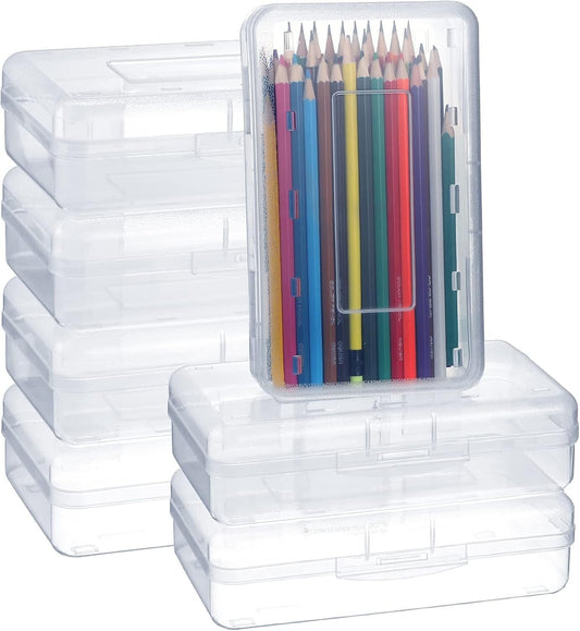 12 Pack Clear Plastic Storage Boxes with Snap Closure - Large Capacity Organizer
