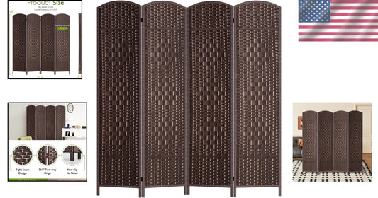 Modern 70.9" Folding Room Divider - Solid Brown Indoor Partition Screen