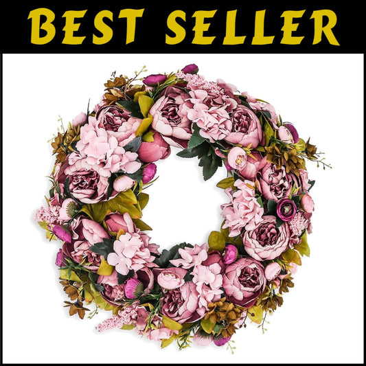 Charming 19-Inch Peony Flower Wreath - Versatile Decor for Home & Events