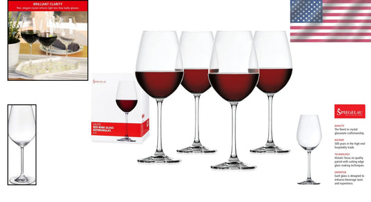 Dishwasher Safe Stylish Red Wine Glasses – 4 Count of Premium Crystal Elegance
