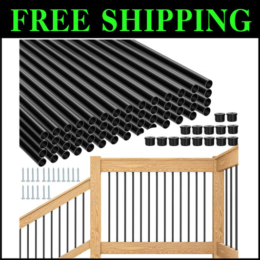 36" Black Aluminum Deck Railing Balusters - DIY Easy Assemble with Connectors