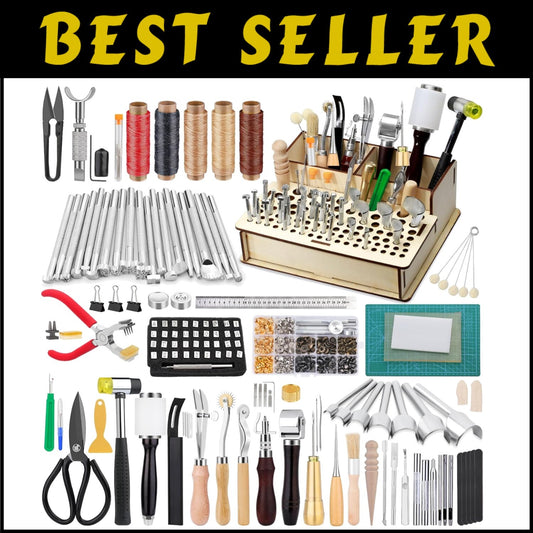 Leather Craft Stamping & Repair Tools Kit - 447 Pieces for Creative Leatherwork