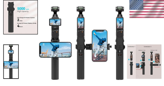 Lightweight Power Bank & Holder for DJI Osmo Pocket 3 - 4 Hour Battery Extension