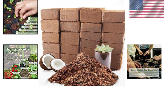 Coconut Coir Brick Soil - 24 Natural Compressed Fibers for Healthy Plants