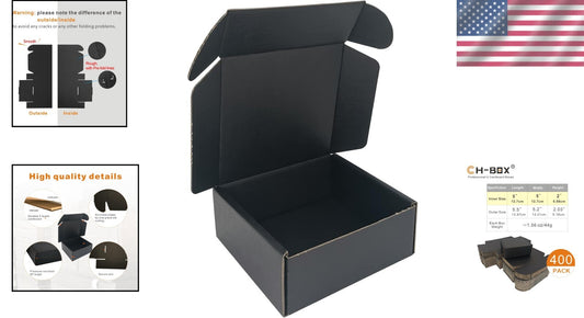 5x5x2'' Black Mailers - 400 Pack Eco-Friendly Shipping Boxes for Small Items