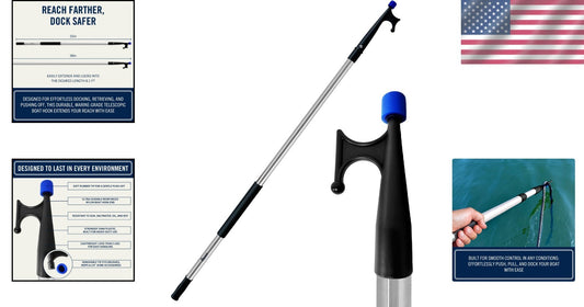 Universal Telescoping Boat Hook - 4.5-8 ft Lightweight for Mooring & Fishing