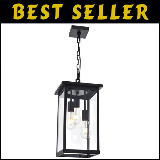 Elegant Adjustable 3-Light Outdoor Light with Clear Glass Shade – Black Finish
