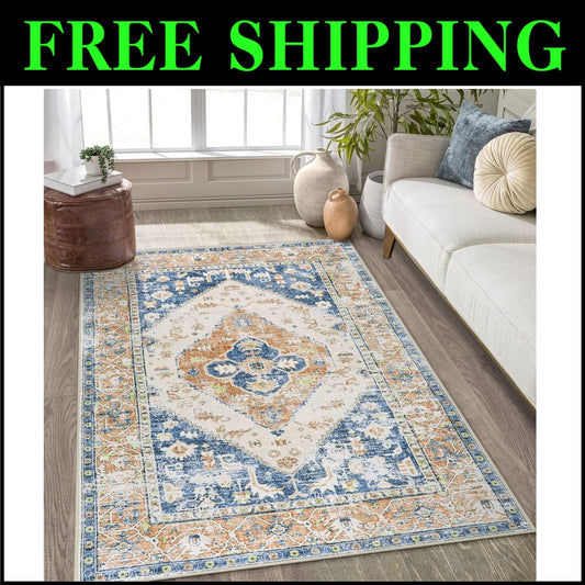 Machine Washable Non-Slip 3x5 Chenille Rug - Perfect for Living Room & Bedroom