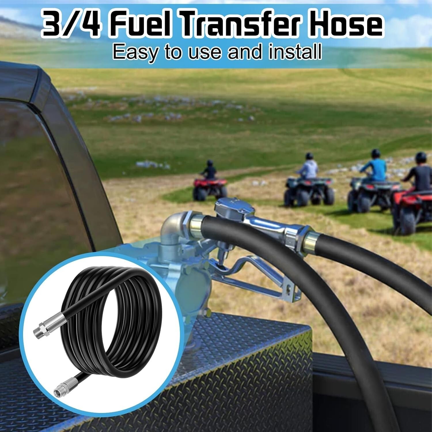 Heavy-Duty 3/4 Inch Fuel Transfer Hose - 12 Feet for Biofuels & Petroleum Oils