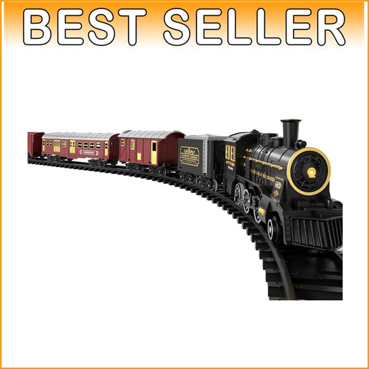 Classic Electric Train Set with DIY Track, Smoke & Whistle - Gift Idea for Kids