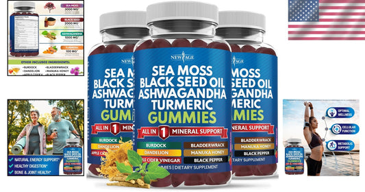 10-in-1 Sea Moss Gummies with Ashwagandha & Black Seed for Overall Vitality