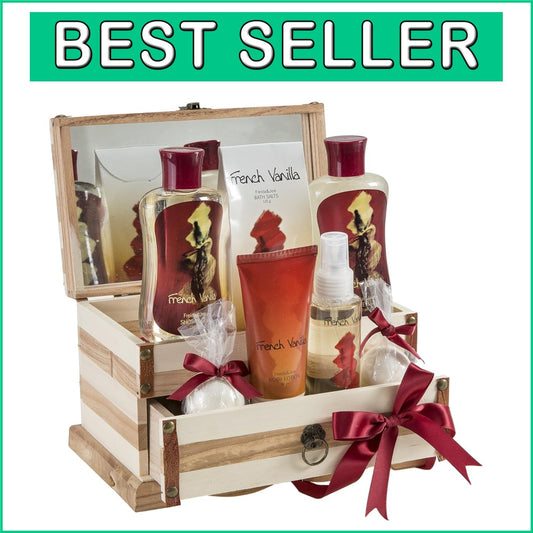 Elegant Wooden Jewelry Box with Vanilla Bath Products – Ideal for All Occasions
