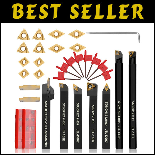 Durable 21-Piece Lathe Turning Tool Set for Precision Cutting & Threading