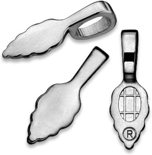50 Large Silver Plated Glue-On Bails with Oak Leaf Design for Jewelry Crafting