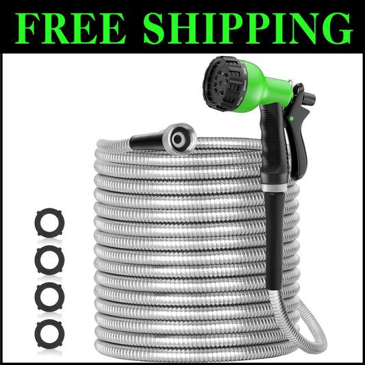 Durable 150ft Garden Water Hose - Tangle-Free, Heavy-Duty with Aluminum Fittings
