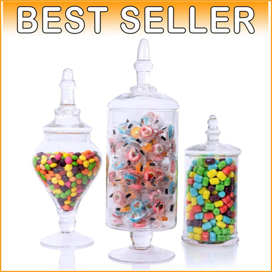 Chic Large Apothecary Jars with Lids - Ideal for Decorative Use & Candy Bars