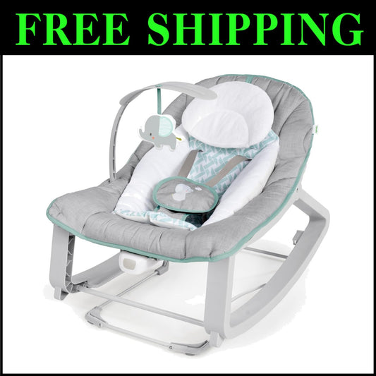 Infant to Toddler 3-in-1 Bouncer, Rocker, and Stationary Seat with Plush Toy