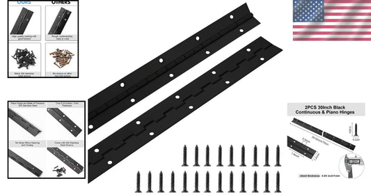 Versatile 30 Inch Stainless Steel Continuous Hinges - Black, 2 Pack Available