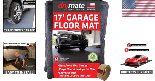 Durable 17' x 7'4" Garage Mat – Transforms Floor with Easy Clean Charcoal Design