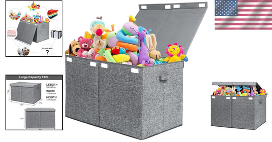 Durable Foldable Toy Chest with 122L Capacity - Perfect Storage for Playrooms