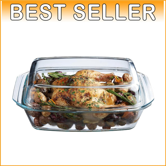 Durable 3-Quart Glass Casserole with Fitted Lid - Oven Safe & Shock Resistant