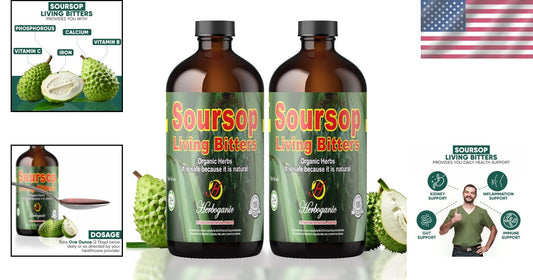 2 Pack of Soursop Living Bitters (16 Oz Each) - Enhance Vitality Naturally