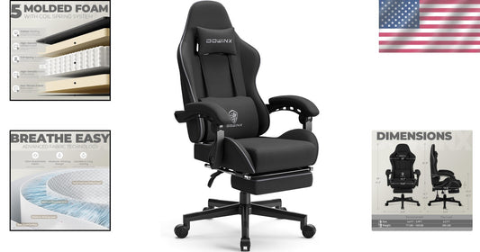 Adjustable Height Gaming Chair with Footrest & Recline - Perfect for Home Office