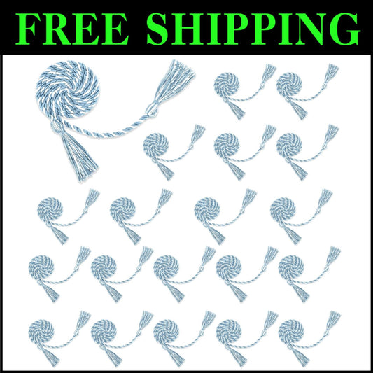 67” Sky Blue & White Graduation Honor Cords (20pcs) - Essential for Graduates
