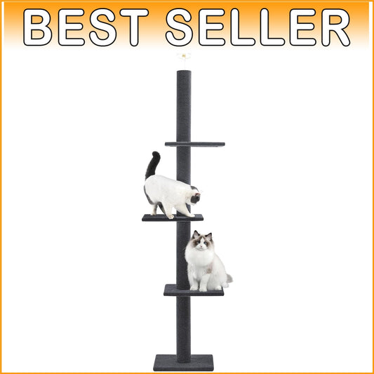 Indoor Adjustable Cat Tower 95-108” - Promote Climbing & Scratching Healthy Play