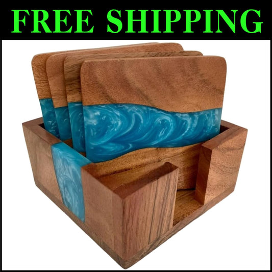 Eco-Friendly Wooden Drink Coasters with Optional Non-Slip Feet - Gift-Ready