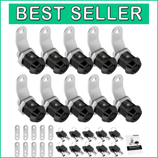 10-Pack RV Storage and Toolbox Locks - Chrome Finish 5/8 Inch Keyed Alike