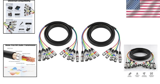 2 Pack 6 Channel Colored XLR Snake Cables for Effortless Audio Connections
