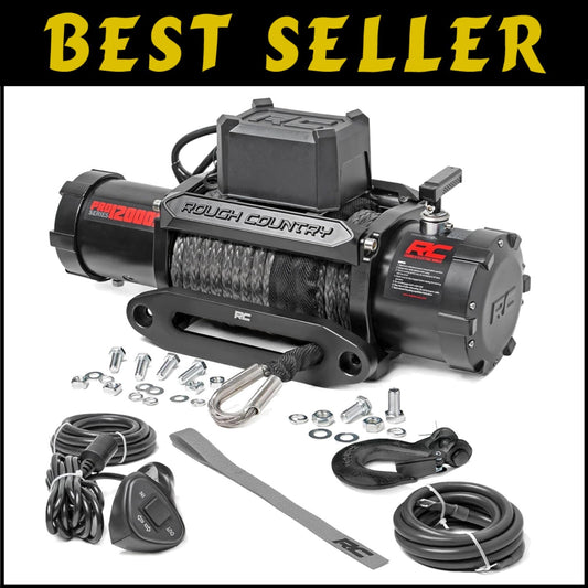 12V Electric Winch with 12,000 LB Capacity & Wireless Control for Off-Road Use