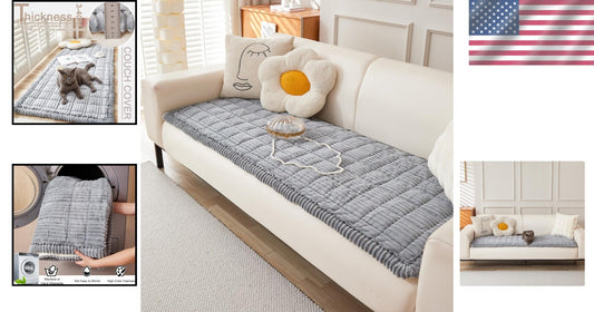 Soft Washable Dog Couch Cover - Non-Slip Light Gray Sofa Protector 27.6"x82.7"