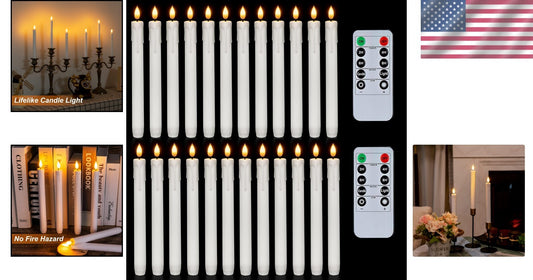 Battery Operated Flameless Candles - 24 Pcs with Remote, Flickering Light Design