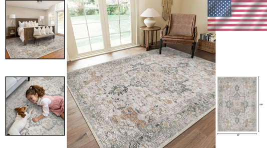 Elegant 8x10 Area Rug - Non-Slip, Stain Resistant, Machine Washable for Home Use